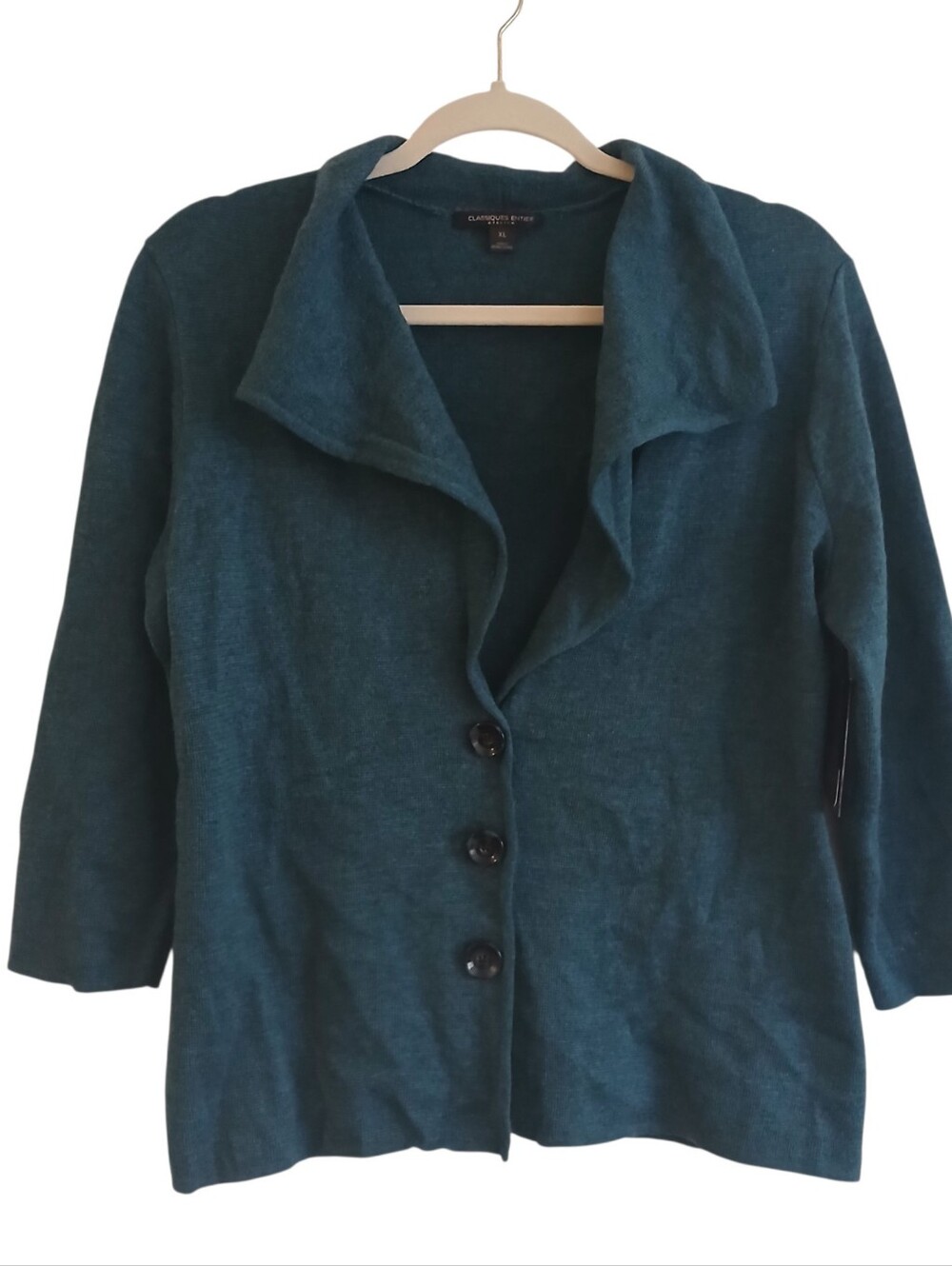 NEW Classiques Entier Atelier 100% Merino Wool Knit Cardigan Jacket XL Teal